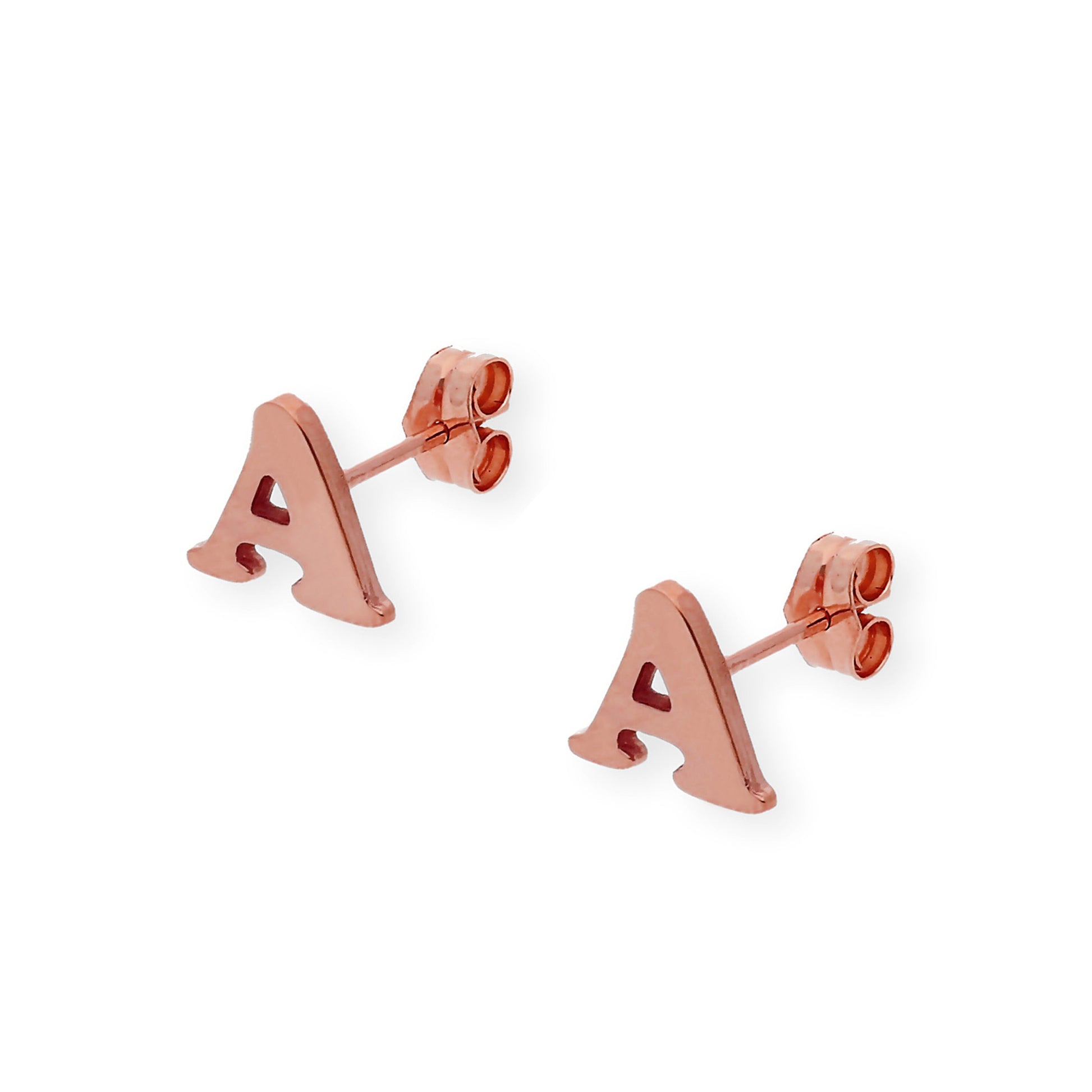 Pendiente Selene Inicial en Plata 925 y Baño Oro rosa 18k