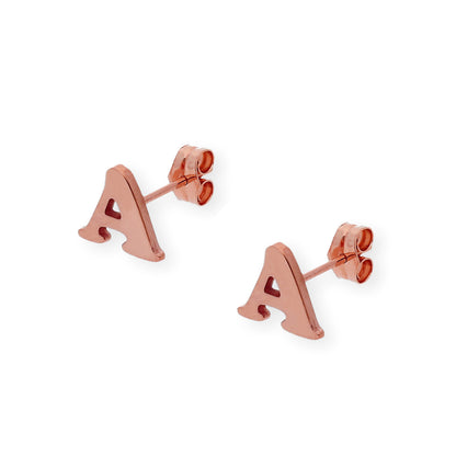 Pendiente Selene Inicial en Plata 925 y Baño Oro rosa 18k