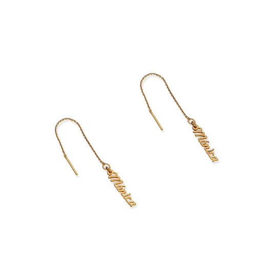Pendientes Hera colgantes Nombre en Plata 925 con baño de Oro 18k