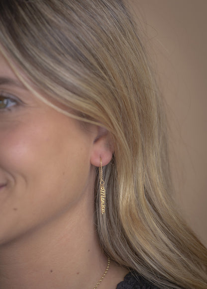 Pendientes Hera colgantes Nombre en Plata 925 con baño de Oro 18k