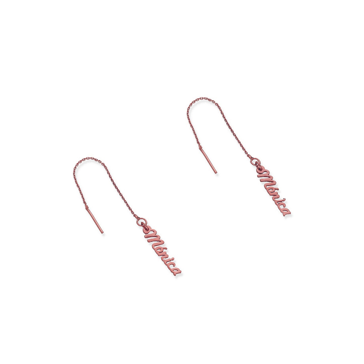 Pendientes Hera colgantes Nombre en Plata 925 con baño de Oro rosa 18k