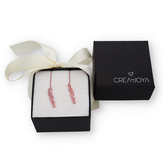 Pendientes Hera colgantes Nombre en Plata 925 con baño de Oro rosa 18k