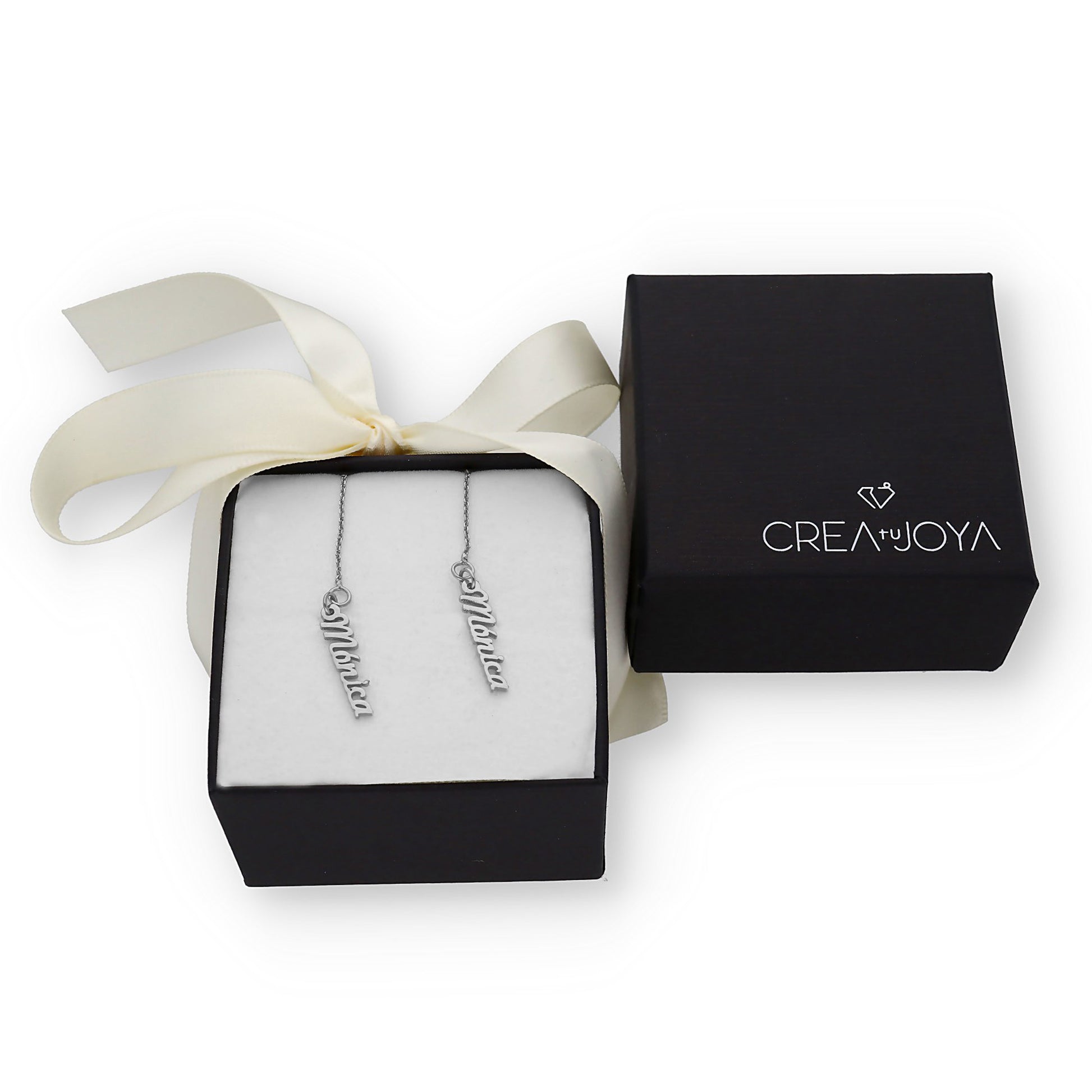 Pendientes Hera colgantes Nombre en Plata 925 con baño de Oro rosa 18k