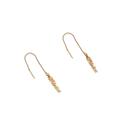 Pendientes Hera colgantes Nombre en Plata 925 con baño de Oro rosa 18k