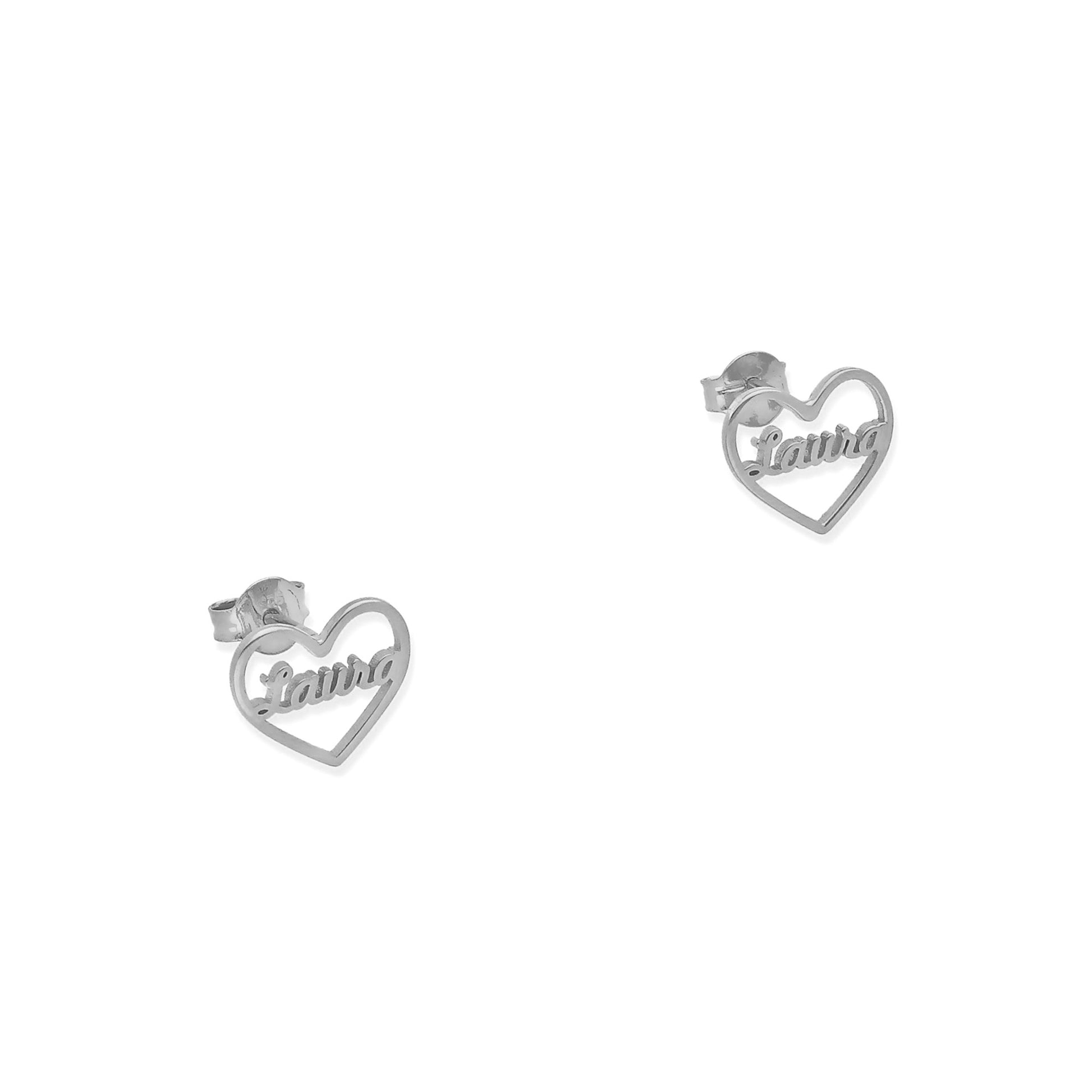 Pendientes Aria Corazón Nombre en Plata 925 con baño de Oro 18k