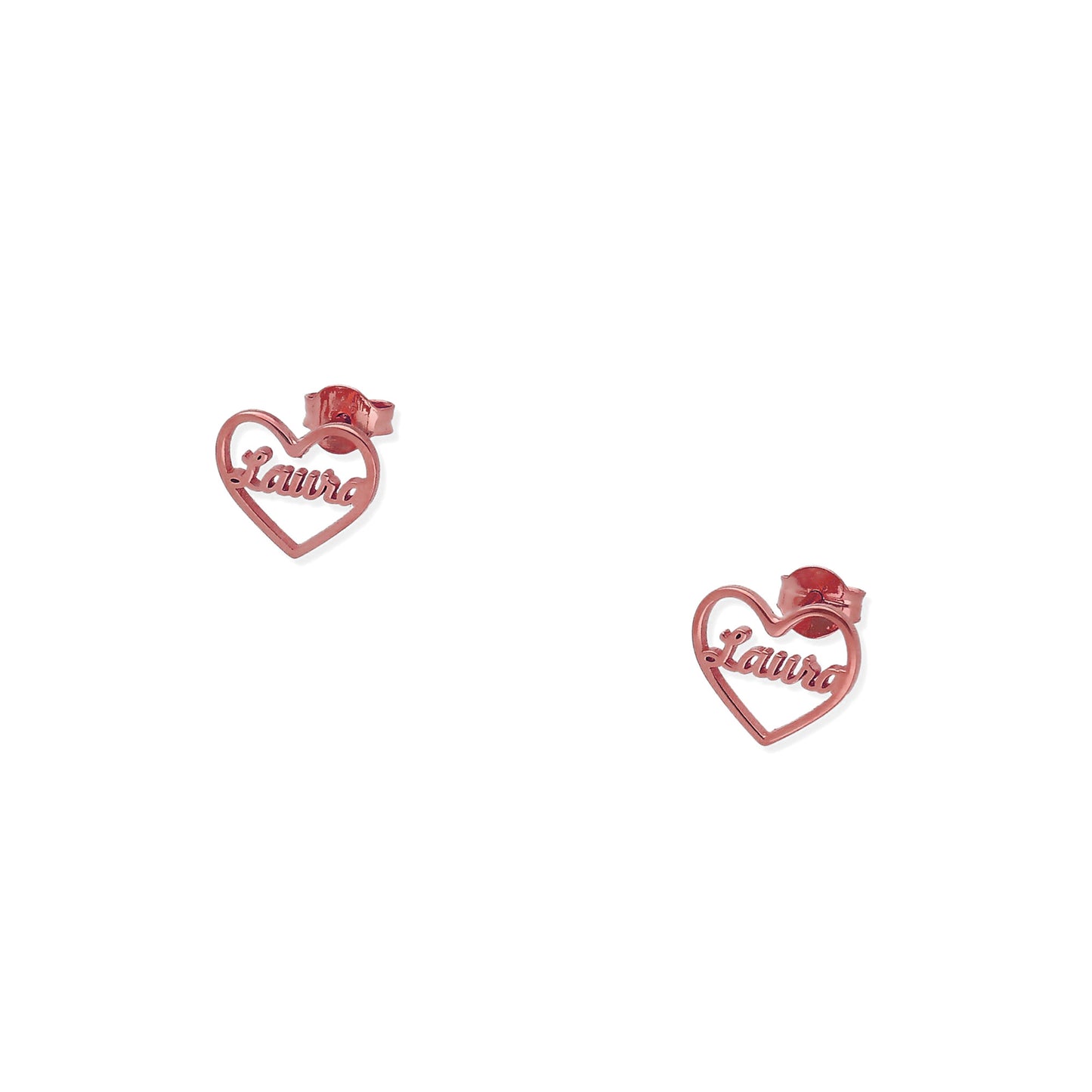 Pendientes Aria Corazón Nombre en Plata 925 con baño de Oro 18k