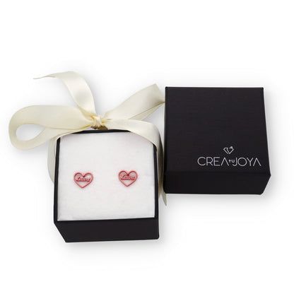 Pendientes Aria Corazón Nombre en Plata 925 con baño de Oro 18k
