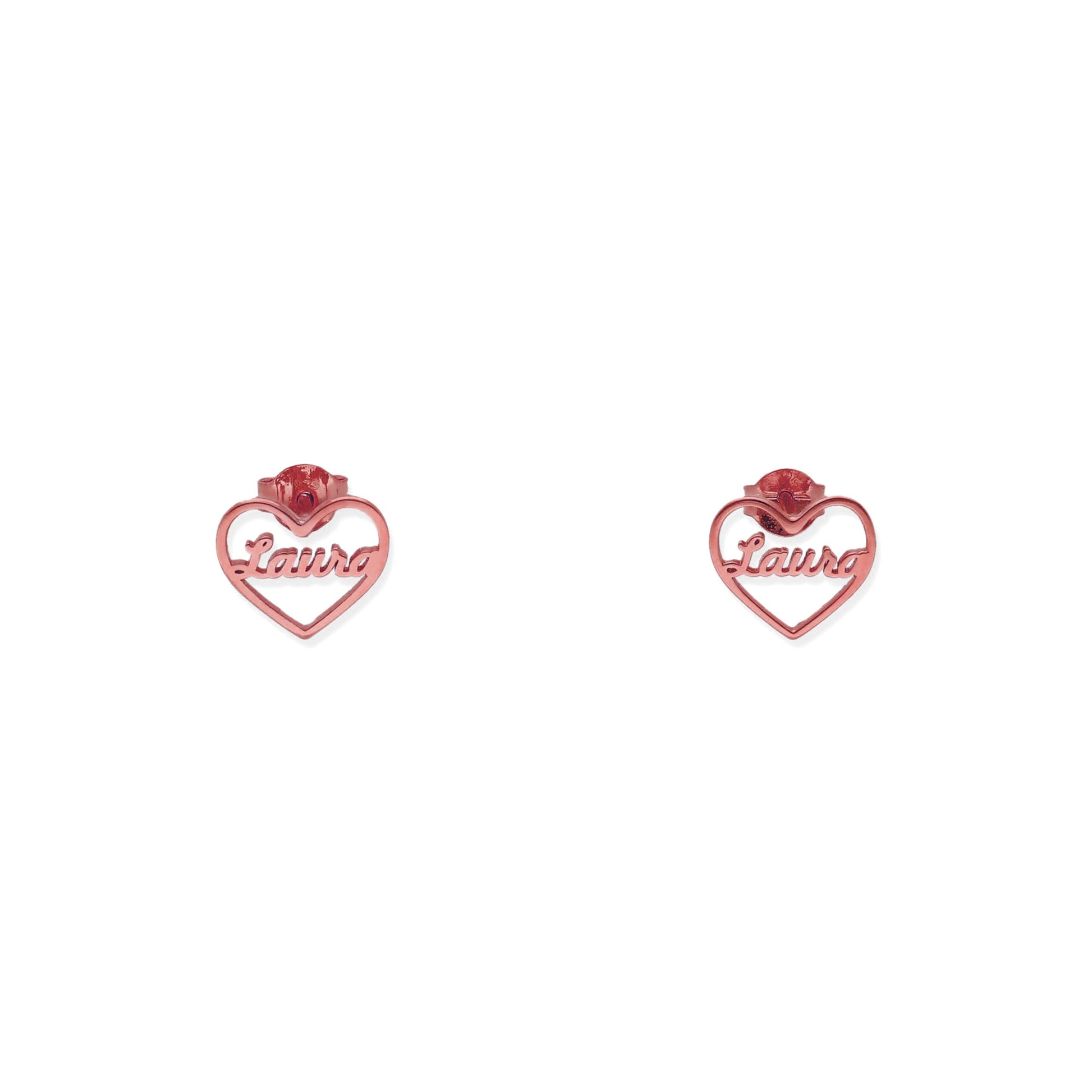 Pendientes Aria Corazón Nombre en Plata 925 con baño de Oro 18k