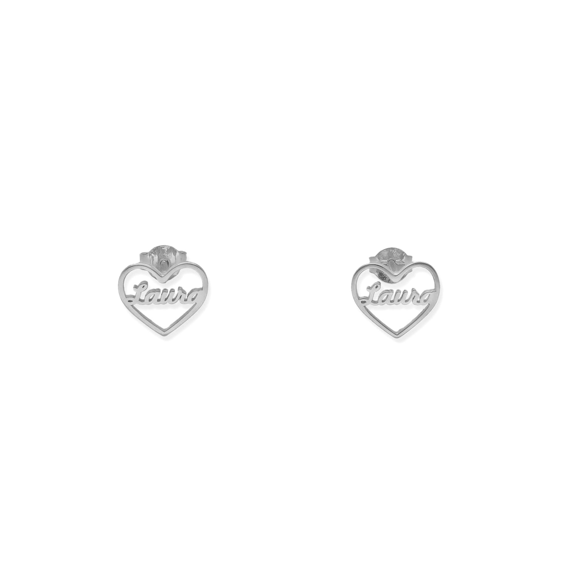 Pendientes Aria Corazón Nombre en Plata 925 con baño de Oro rosa 18k