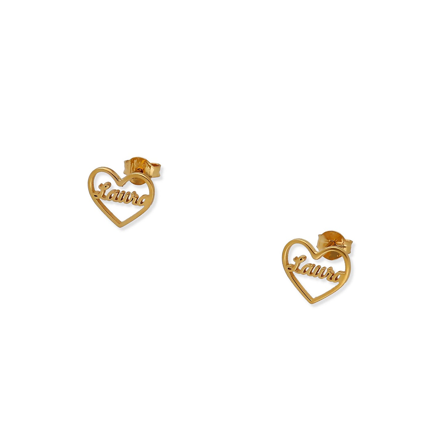 Pendientes Aria Corazón Nombre en Plata 925 con baño de Oro rosa 18k