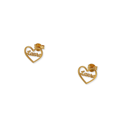 Pendientes Aria Corazón Nombre en Plata 925 con baño de Oro rosa 18k