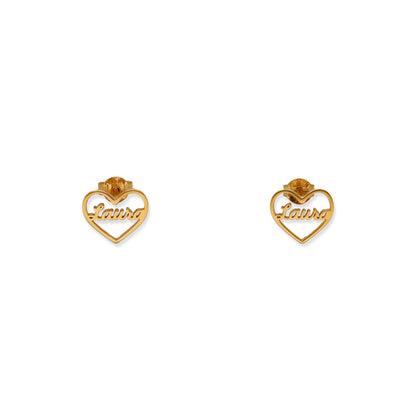 Pendientes Aria Corazón Nombre en Plata 925 con baño de Oro rosa 18k