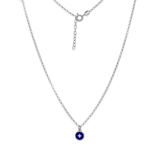 Collar Temis Cruz Esmalte con inicial en Plata 925