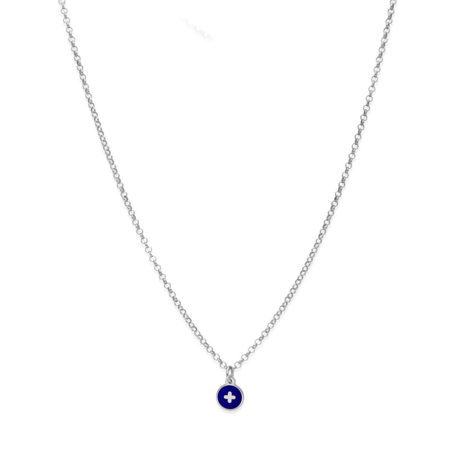 Collar Temis Cruz Esmalte con inicial en Plata 925