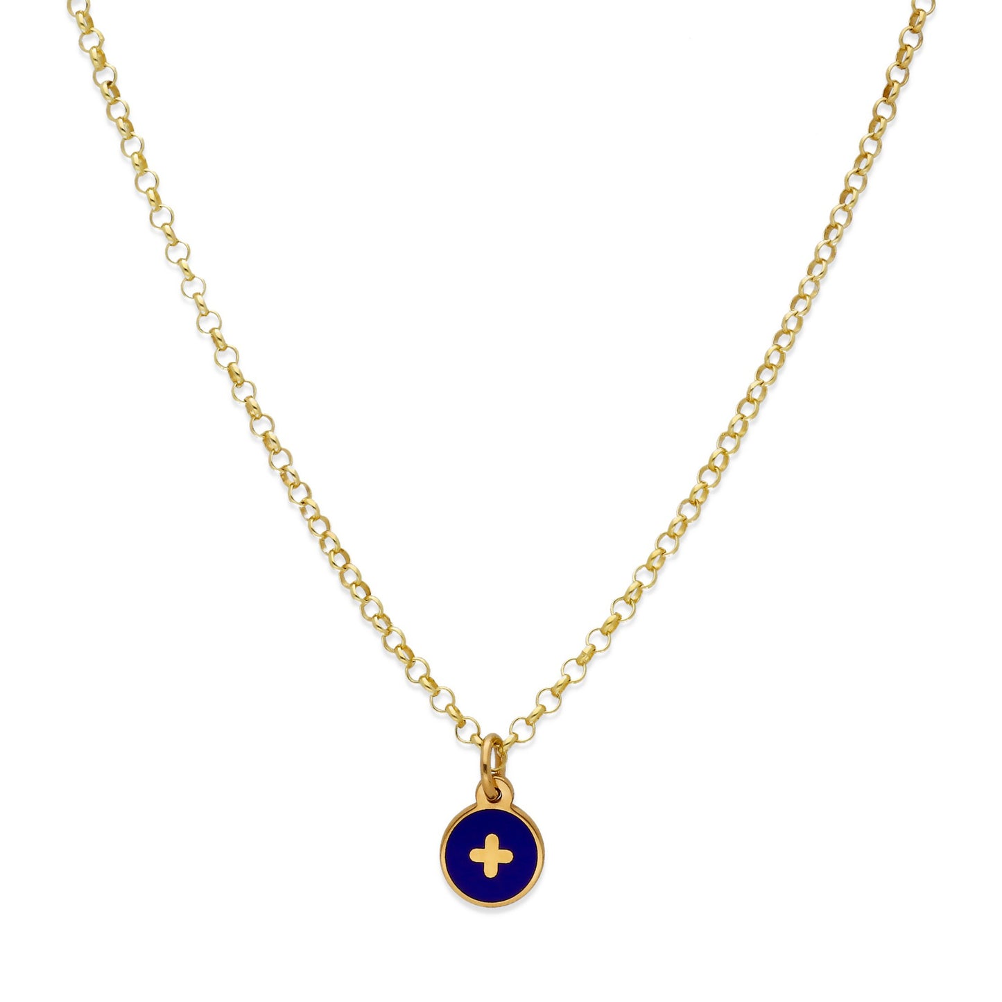 Collar Temis Cruz Esmalte con inicial en Plata 925 con Baño Oro 18k
