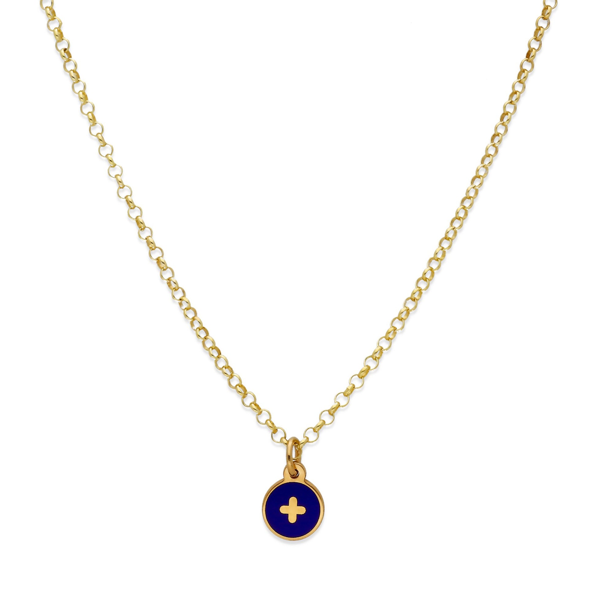 Collar Temis Cruz Esmalte con inicial en Plata 925 con Baño Oro 18k
