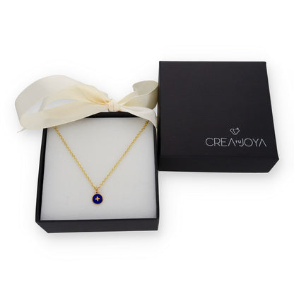 Collar Temis Cruz Esmalte con inicial en Plata 925 con Baño Oro 18k