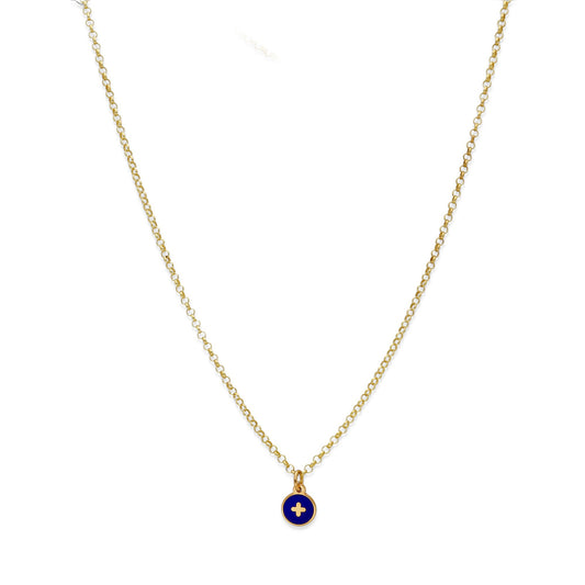Collar Temis Cruz Esmalte con inicial en Plata 925 con Baño Oro 18k
