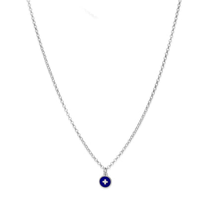 Collar Temis Cruz Esmalte con inicial en Plata 925 con Baño Oro 18k