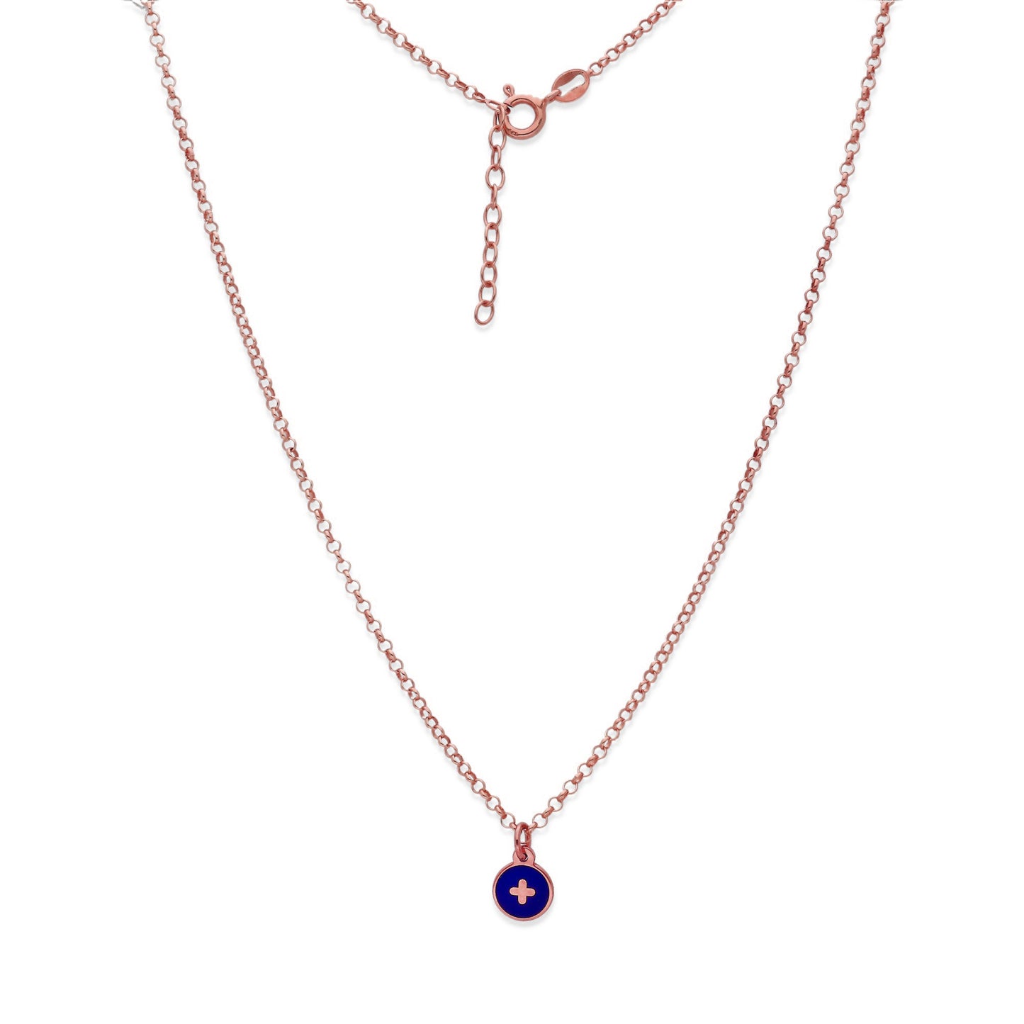 Collar Temis Cruz Esmalte con inicial en Plata 925 con baño Oro rosa 18k