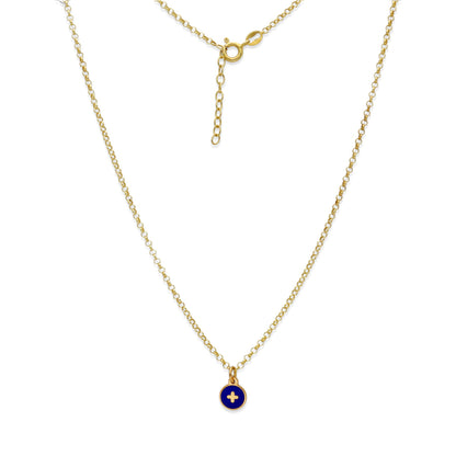 Collar Temis Cruz Esmalte con inicial en Plata 925 con baño Oro rosa 18k