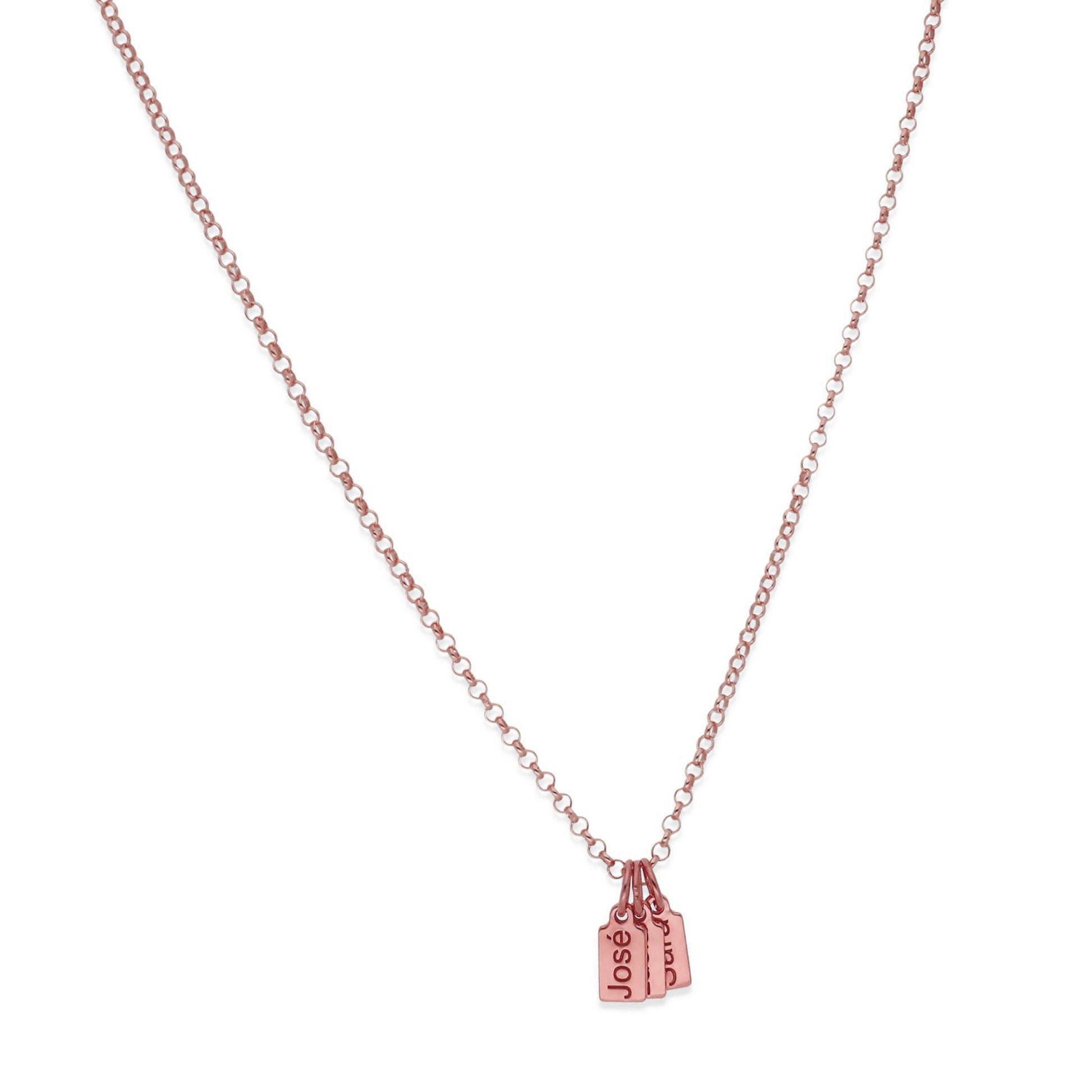 Collar Vesta nombres en Plata 925 y Baño Oro rosa 18k