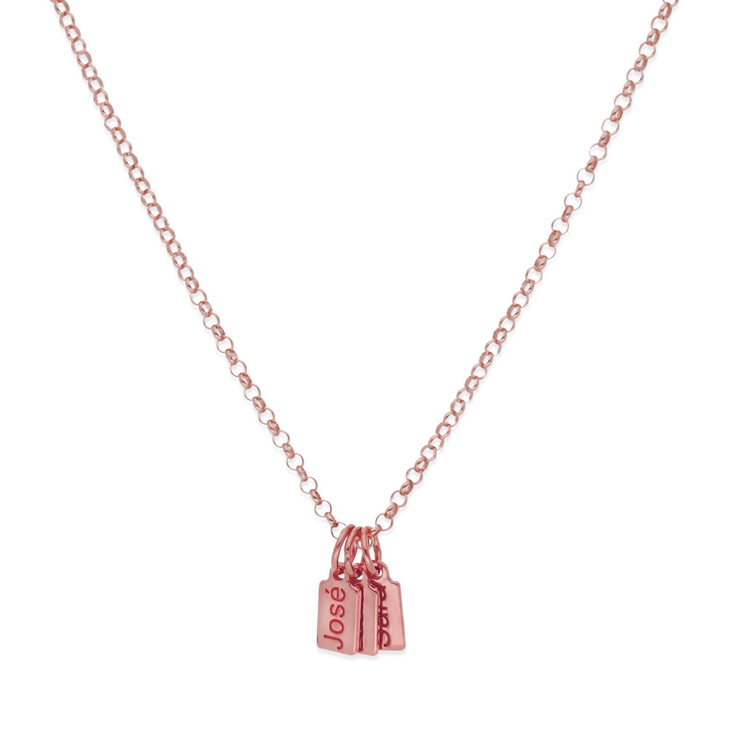Collar Vesta nombres en Plata 925 y Baño Oro rosa 18k