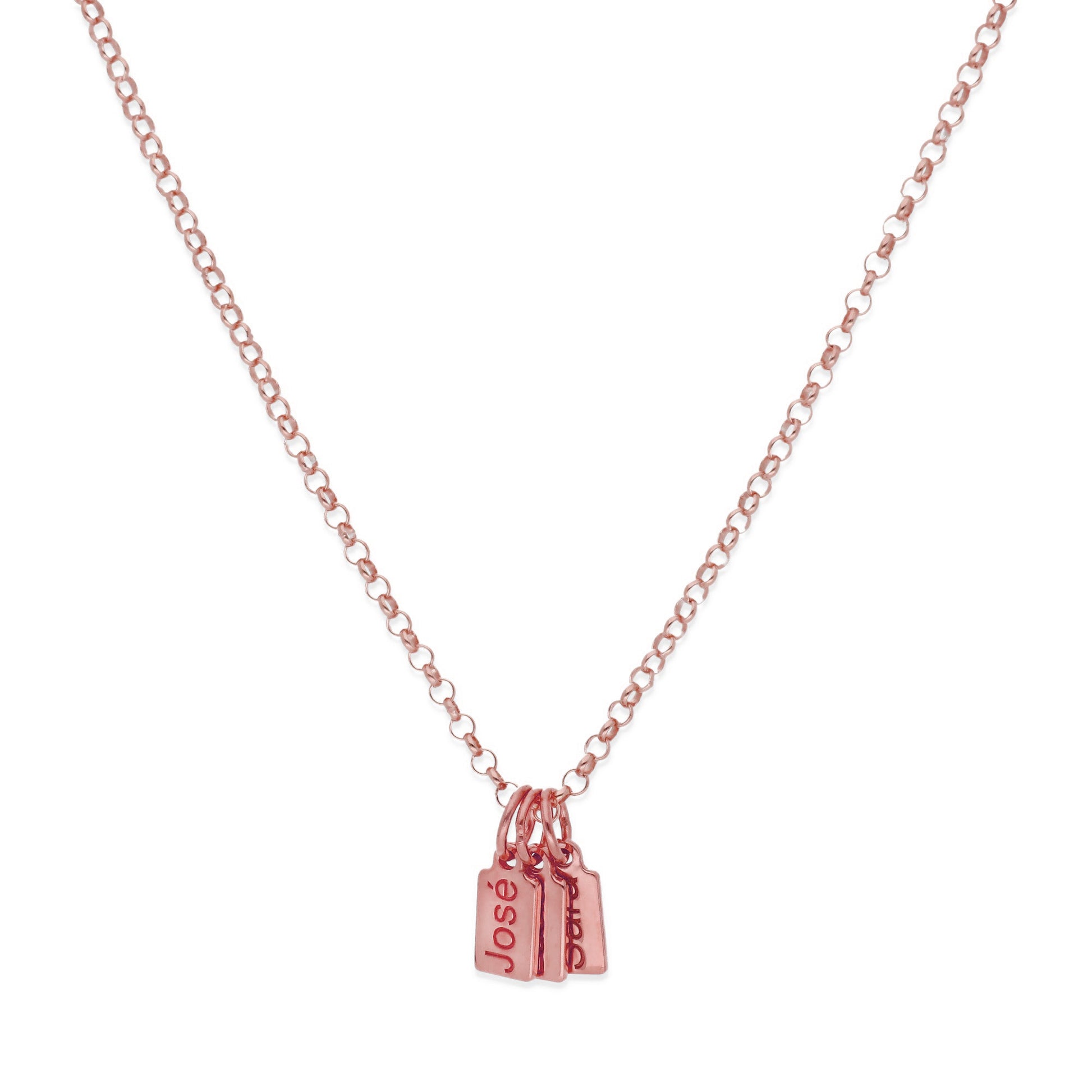 Collar Vesta nombres en Plata 925 y Baño Oro rosa 18k