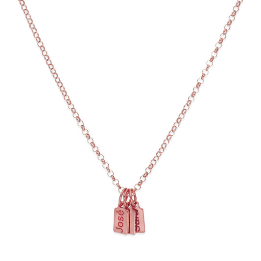 Collar Vesta nombres en Plata 925 y Baño Oro rosa 18k