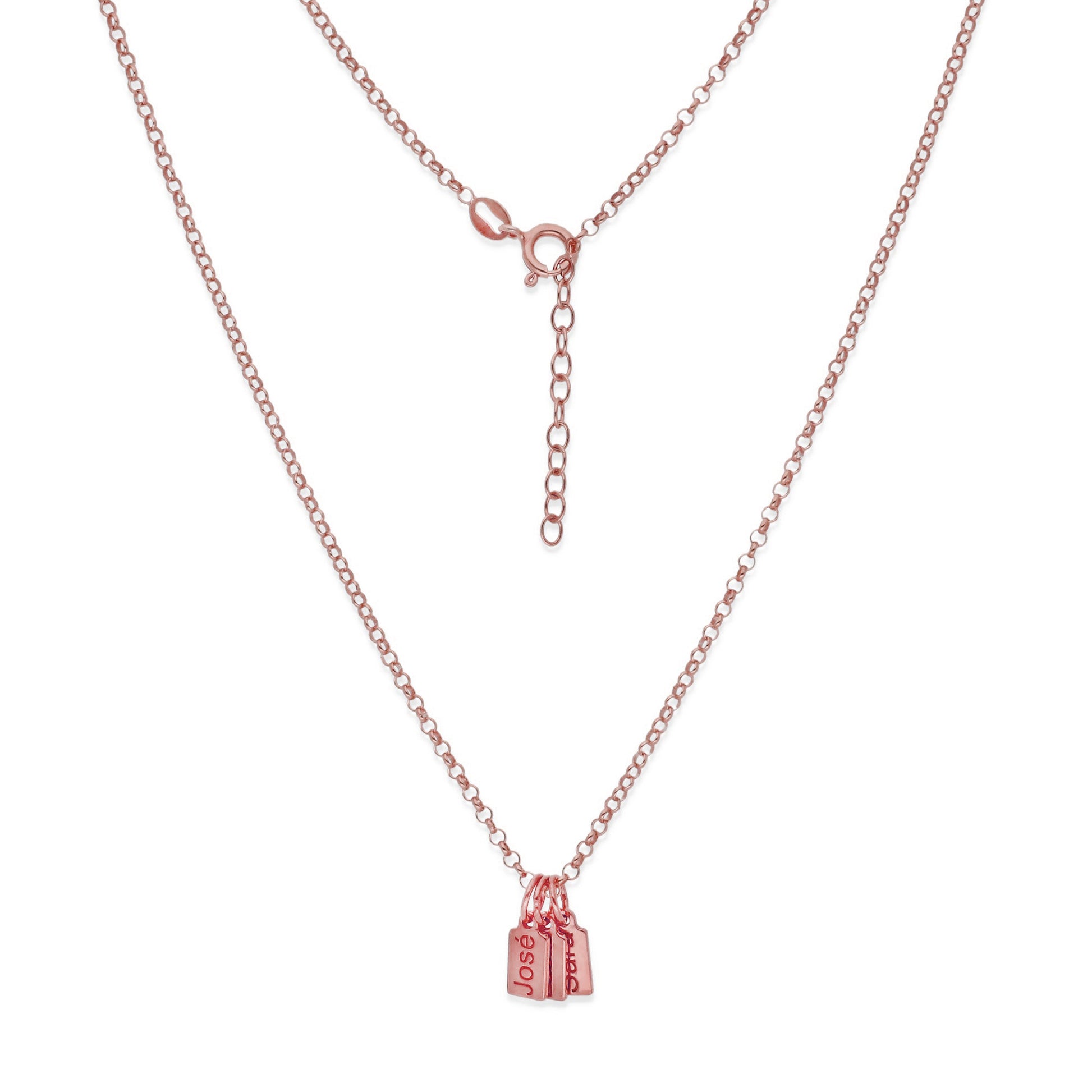 Collar Vesta nombres en Plata 925 y Baño Oro rosa 18k