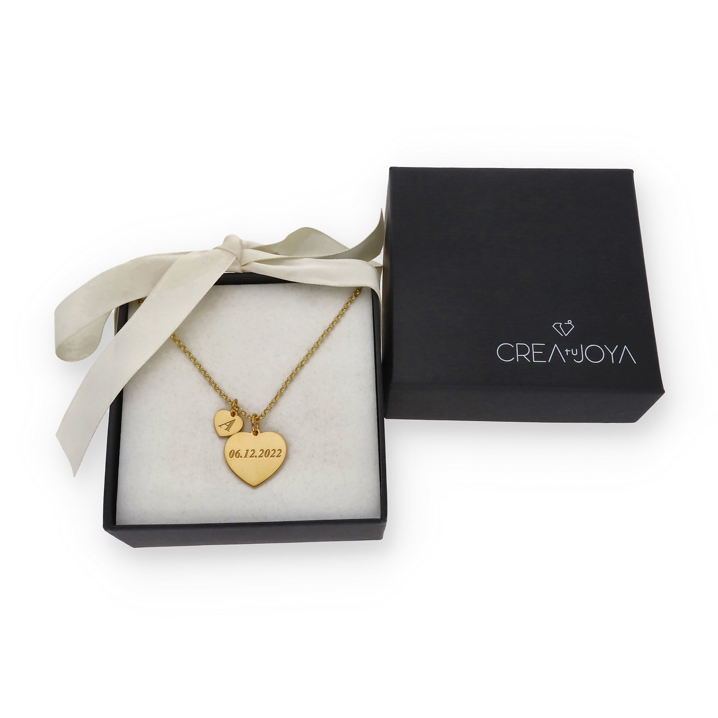 Collar Eternity 2 Corazones en Plata 925 y Baño Oro 18k