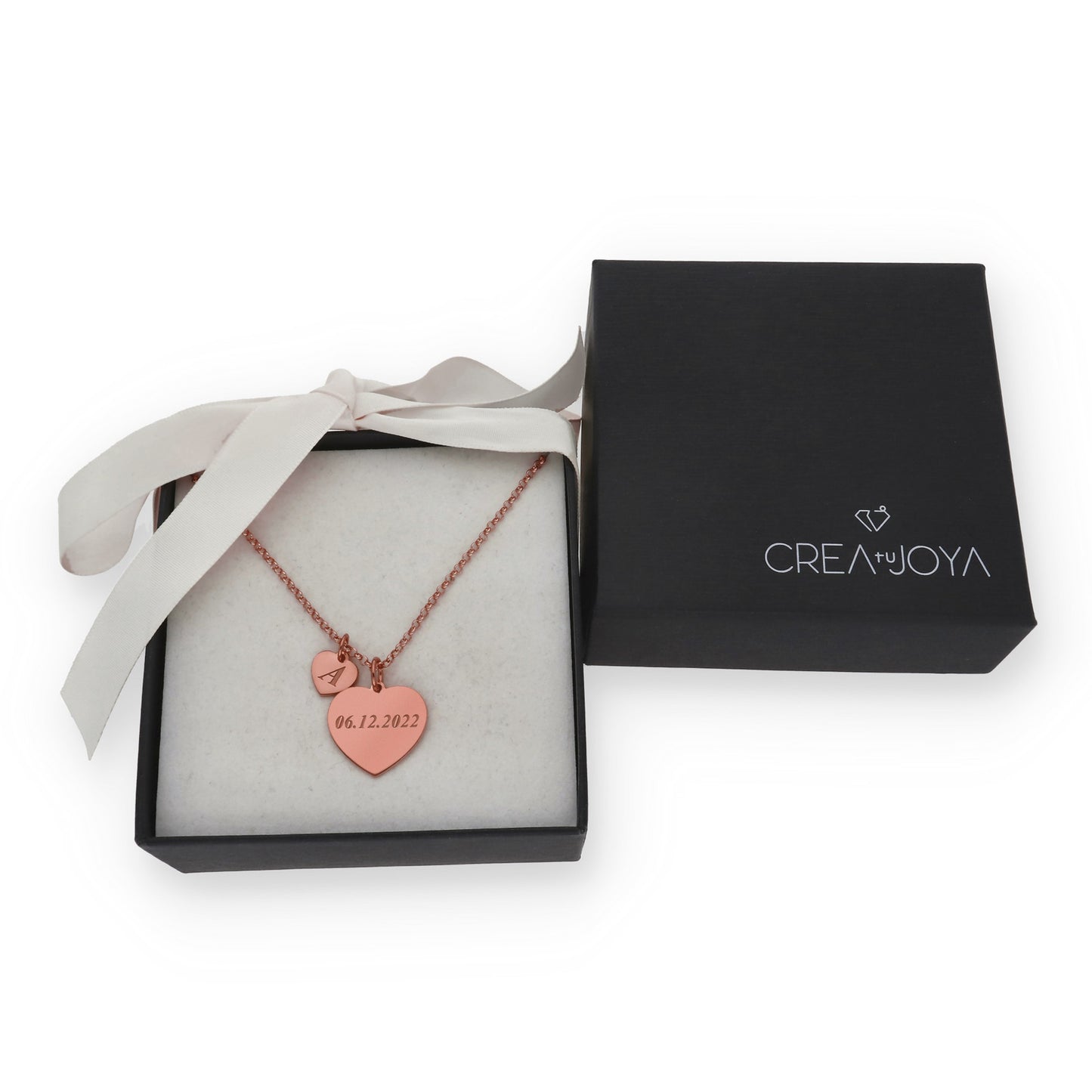 Collar Eternity 2 Corazones en Plata 925 y Baño Oro 18k