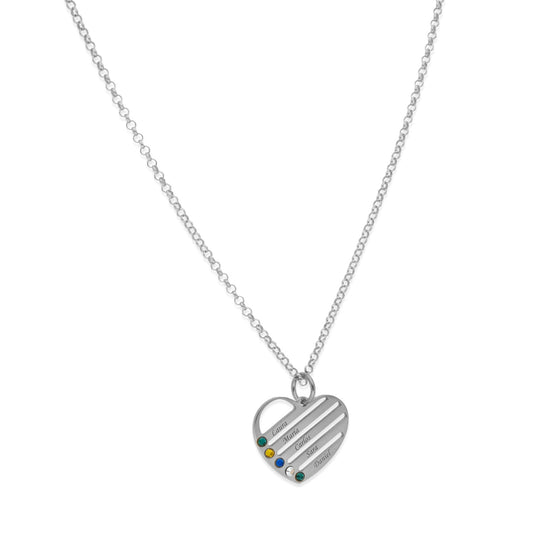 Collar Gala Corazón y piedras color en Plata 925