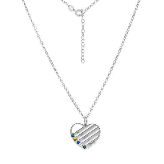 Collar Gala Corazón y piedras color en Plata 925