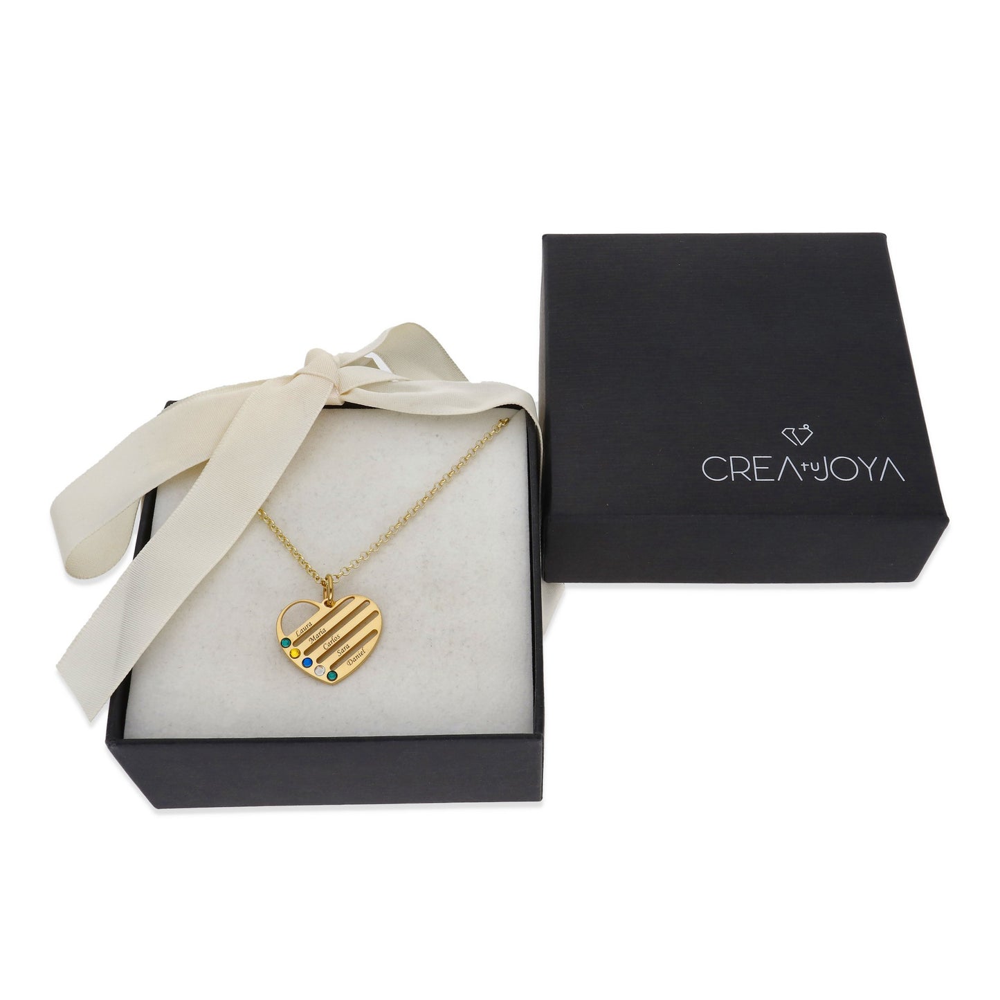 Collar Gala Corazón y piedras color en Plata 925