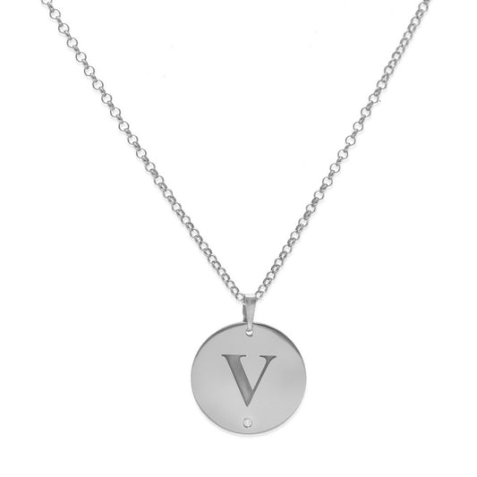 Collar Inari Dije inicial con diamante en Plata 925