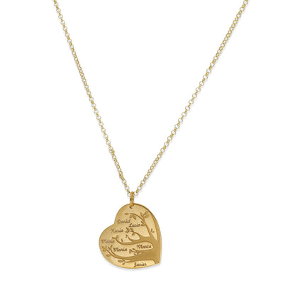 Collar Flora Corazón y árbol con nombres en Plata 925