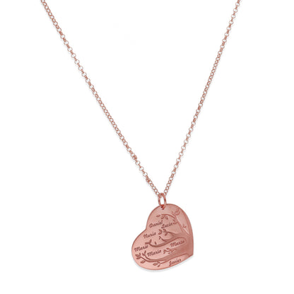 Collar Flora Corazón y árbol con nombres en Plata 925