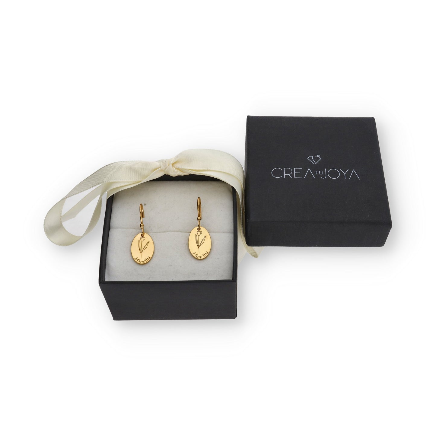 Pendientes Asha Nombre en Plata 925 y Baño Oro 18k