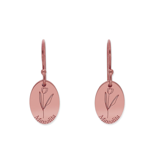 Pendientes Asha Nombre en Plata 925 y Baño Oro rosa 18k