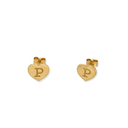 Pendientes Abril Corazón Inicial en Plata 925 y Baño Oro 18k