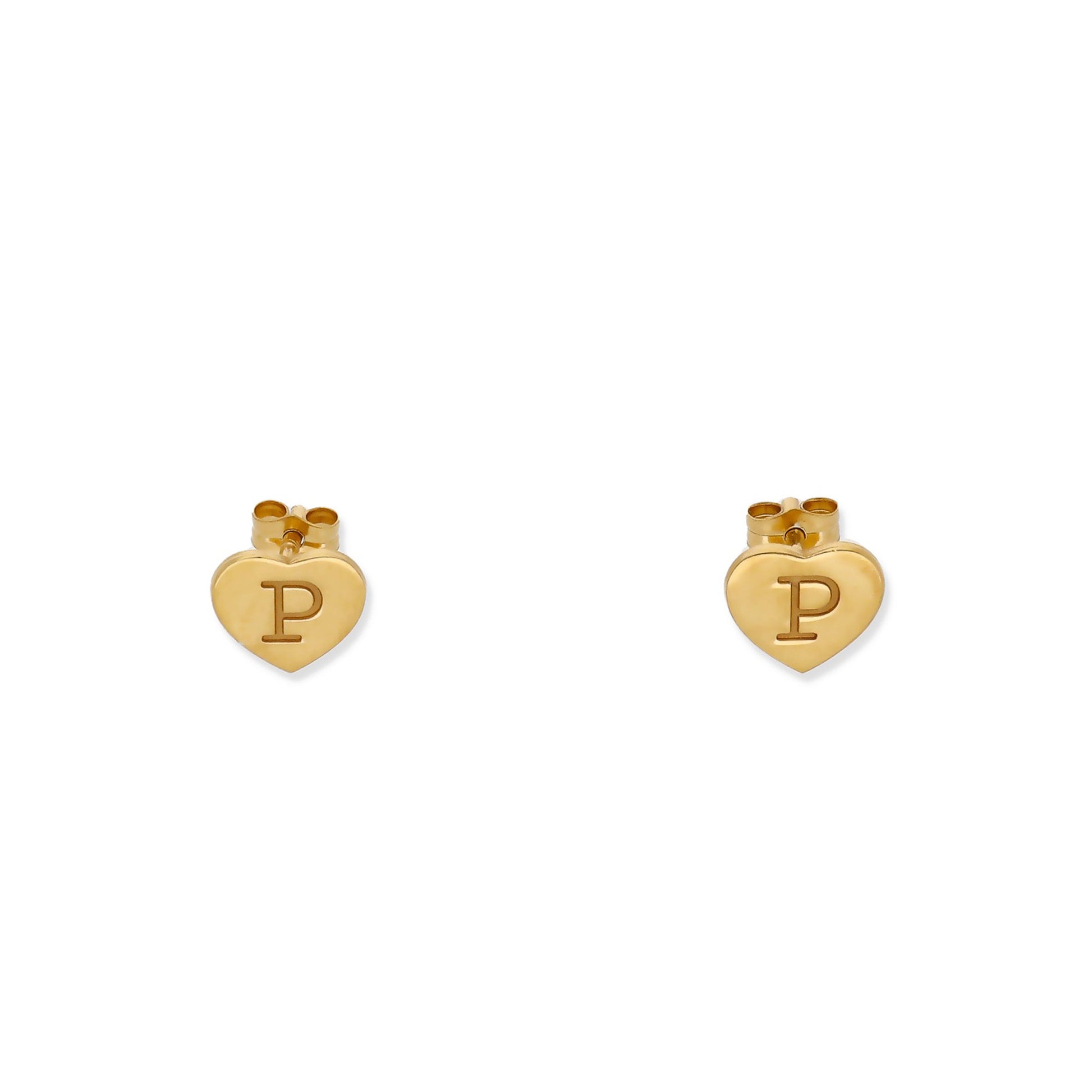 Pendientes Abril Corazón Inicial en Plata 925 y Baño Oro 18k