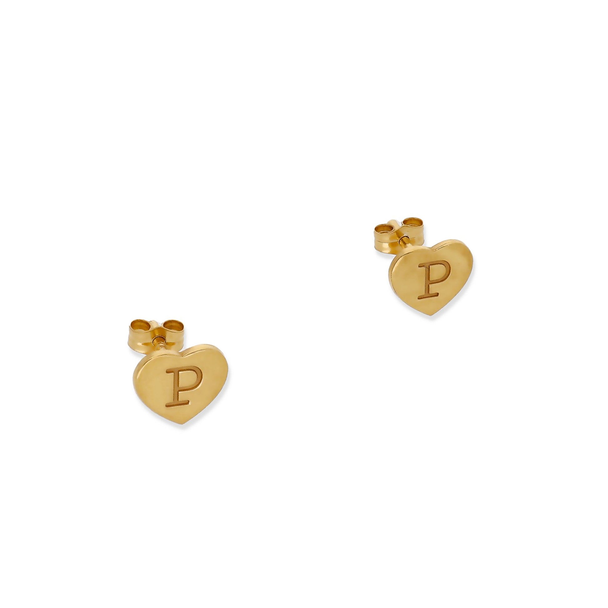 Pendientes Abril Corazón Inicial en Plata 925 y Baño Oro 18k