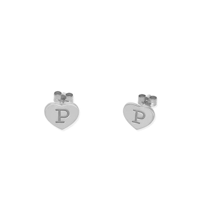 Pendientes Abril Corazón Inicial en Plata 925 y Baño Oro 18k