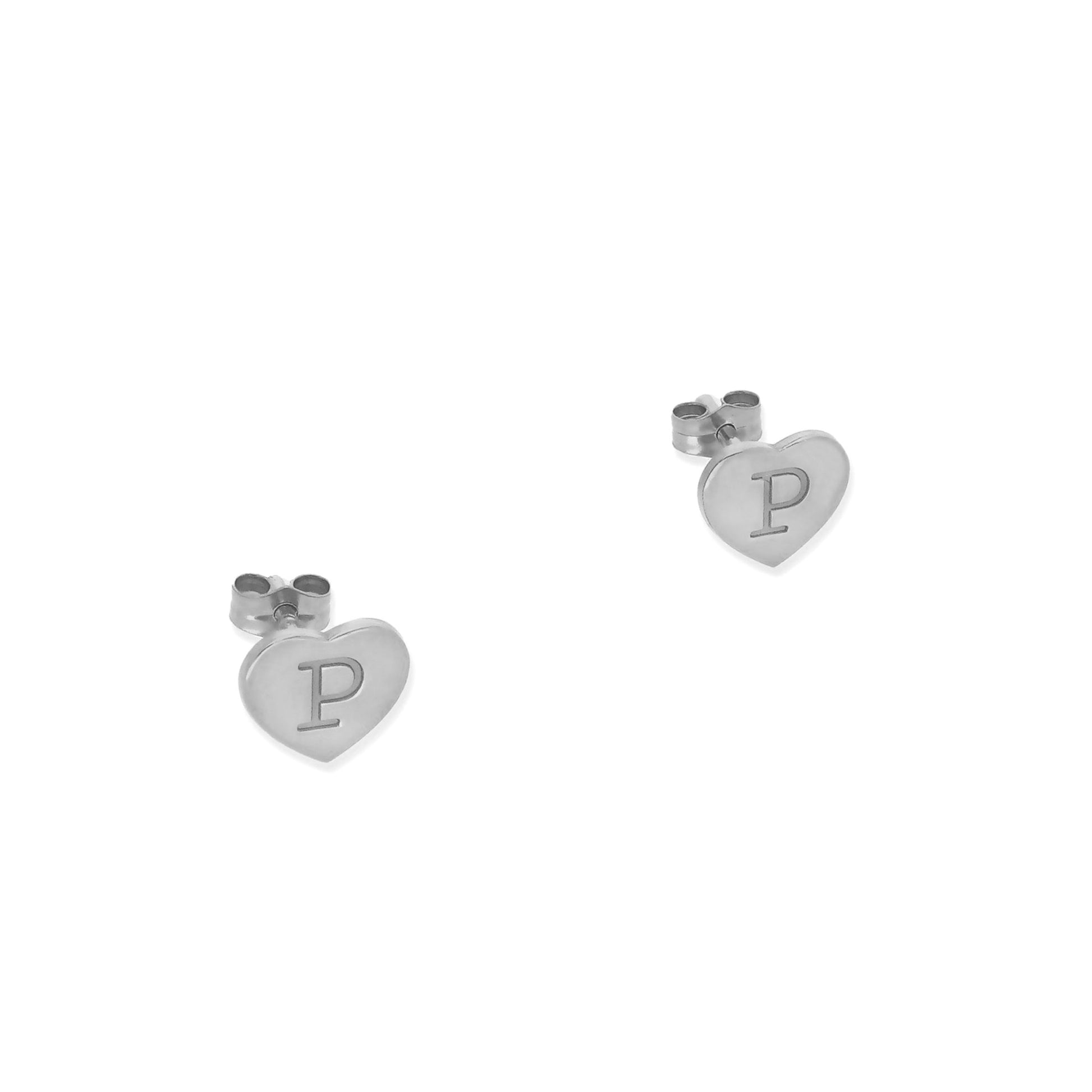 Pendientes Abril Corazón Inicial en Plata 925 y Baño Oro 18k