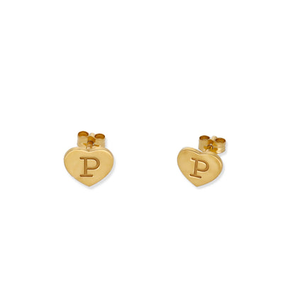 Pendientes Abril Corazón Inicial en Plata 925 y Baño Oro rosa 18k