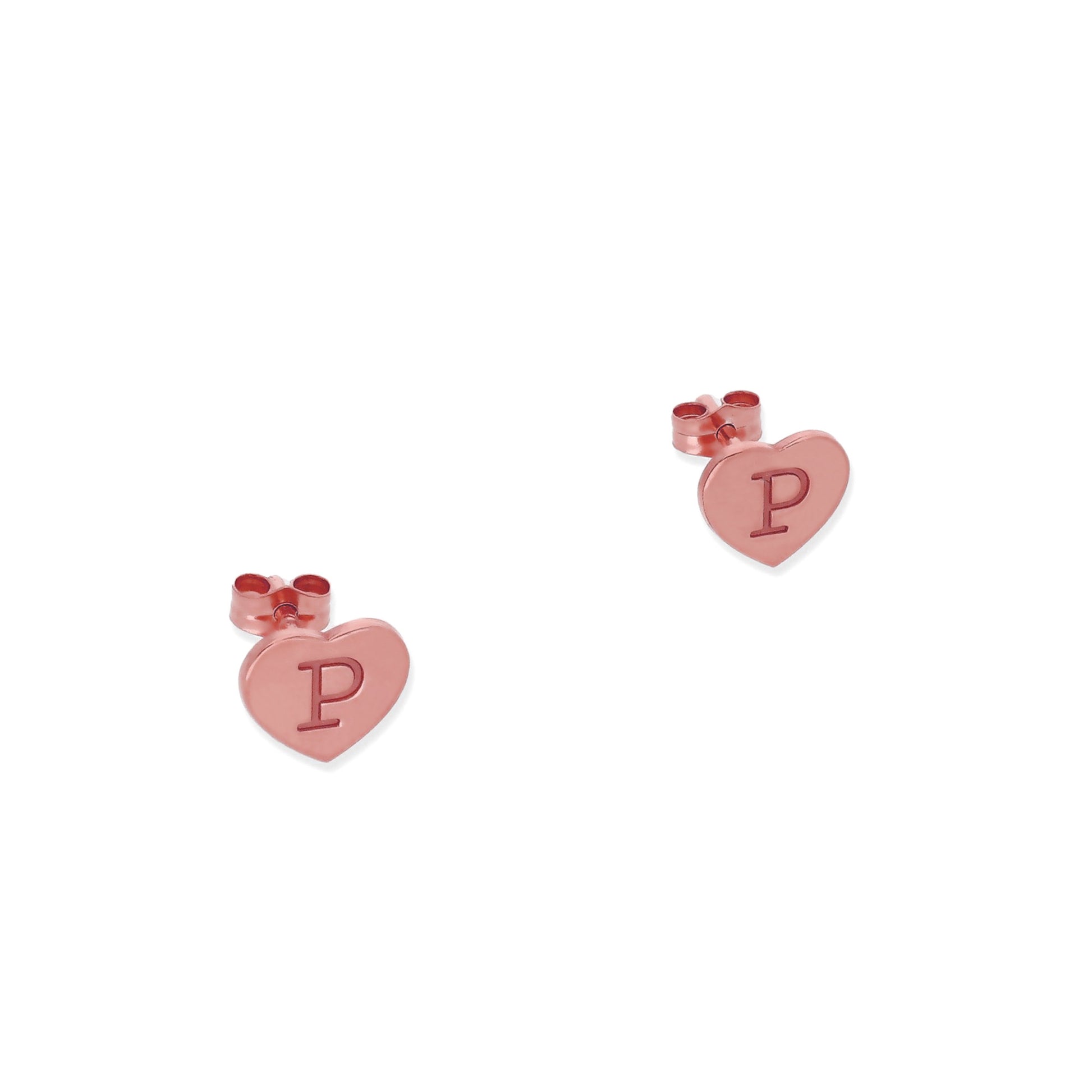 Pendientes Abril Corazón Inicial en Plata 925 y Baño Oro rosa 18k