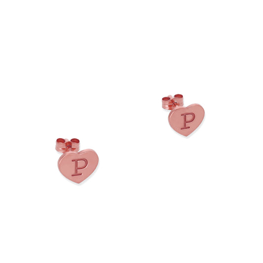 Pendientes Abril Corazón Inicial en Plata 925 y Baño Oro rosa 18k