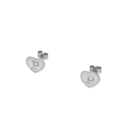 Pendientes Abril Corazón Inicial en Plata 925 y Baño Oro rosa 18k