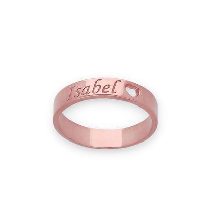 Anillo Enma Corazón calado y nombre en Plata 925